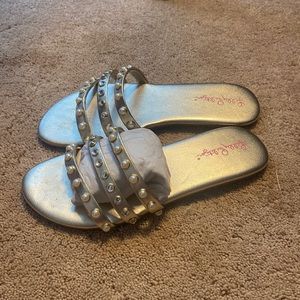 Gold metallic Lilly Pulitzer slides